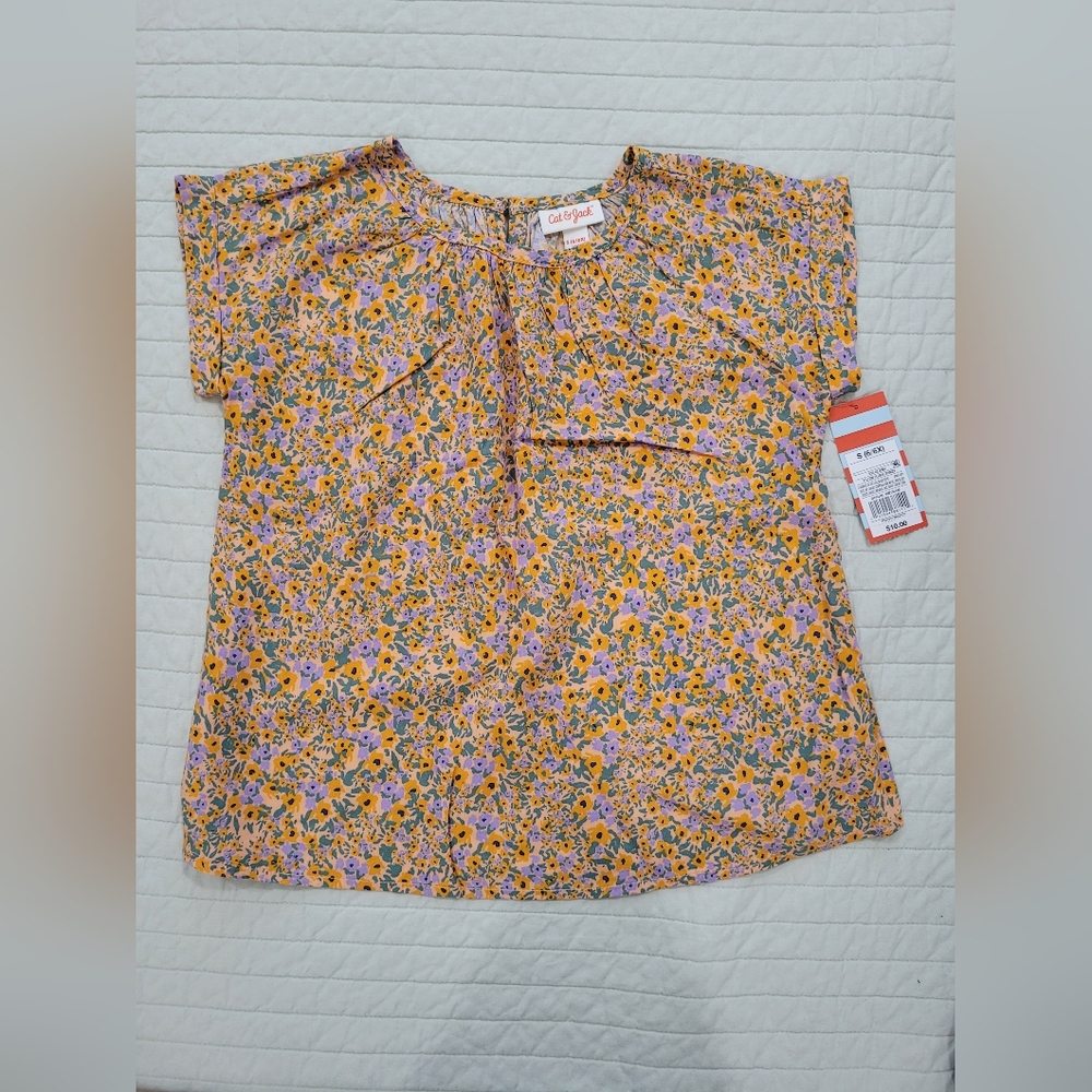 Yellow floral girls cat & Jack top